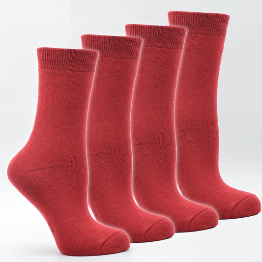 Frostfighter Damen rote Thermosocken ohne Gummi (6x Paar) Winter Vollfrottee Innenfutter